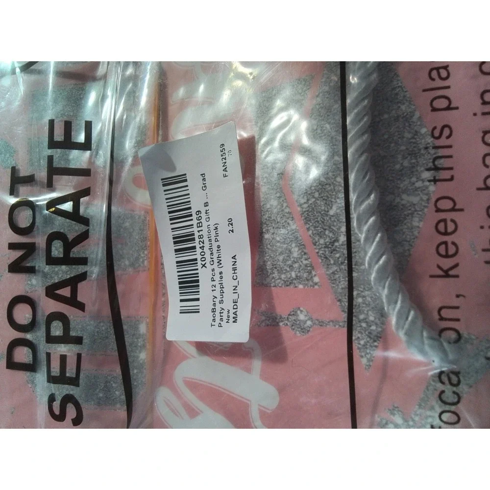 Tadbury 12 piece Graduation‎ Gift Bag Set. pink, Gra y and White